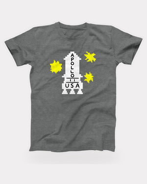 Apollo 11 Sweater T-Shirt in Deep Heather, flat lay on grey