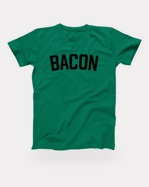 Bacon T-Shirt in Kelly, flat lay on grey