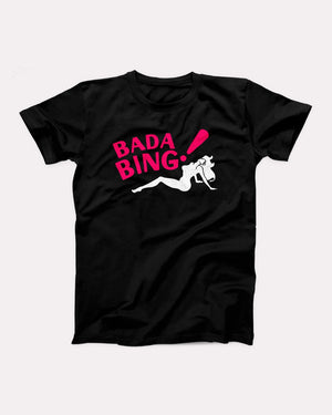 Bada Bing T-Shirt, flat lay on grey