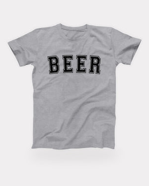 Beer T-Shirt in Athletic Heather, flat lay on grey