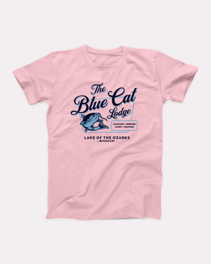 Blue Cat Lodge T-Shirt, flat lay, Pink