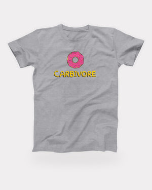 Carbivore T-Shirt in Athletic Heather, flat lay on grey