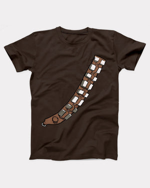 Chewbacca Bandolier Costume t-shirt in Brown, flat lay on grey