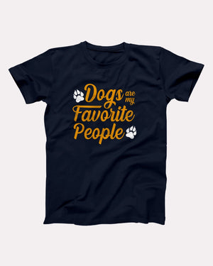 Dogs Are My Favorite People t-shirt in Navy, flat lay on grey