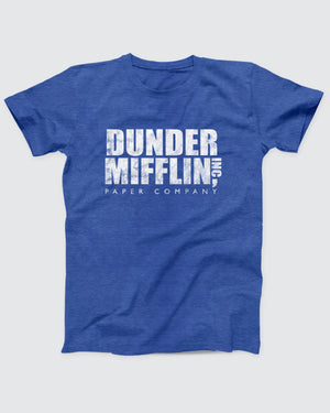 Dunder Mifflin T-Shirt, flat lay on grey