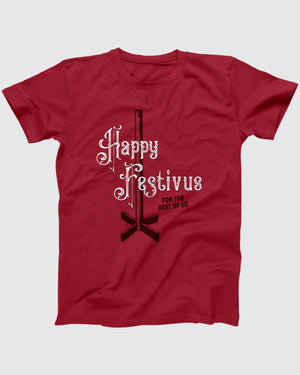 Happy Festivus For the Rest of Us Ugly Sweater, flat lay on grey