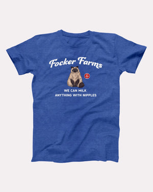 Focker Farms T-Shirt, flat lay on grey