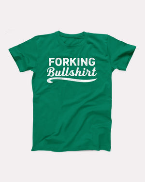 Forking Bullshirt T-Shirt, flat lay on grey