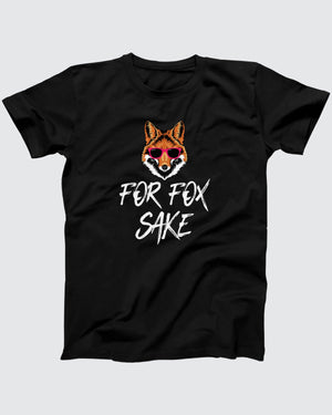 For Fox Sake t-shirt in Black, flat lay on grey