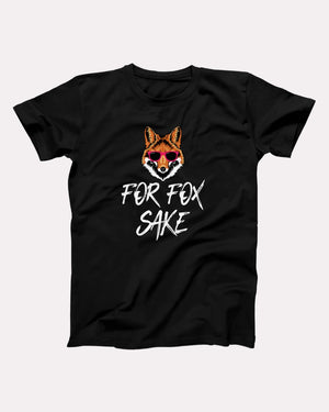 For Fox Sake t-shirt in Black, flat lay on grey