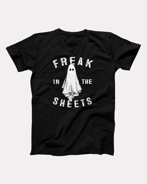 Freak in the Sheets T-Shirt, flat lay on grey