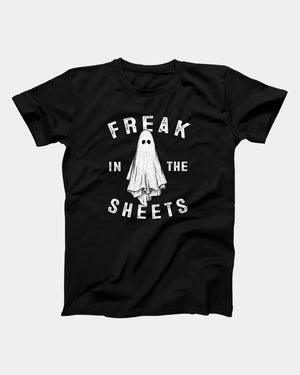 Freak in the Sheets T-Shirt, flat lay on grey