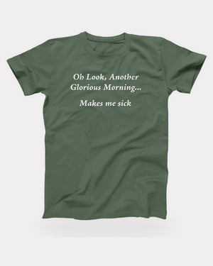 Another Glorious Morning T-Shirt in Military Green, flat lay on grey