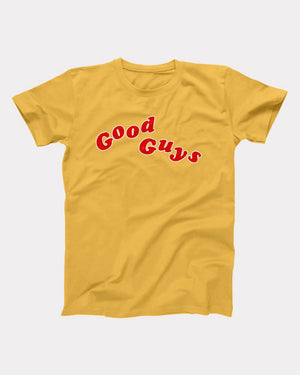 Good Guys T-Shirt, flat lay on grey