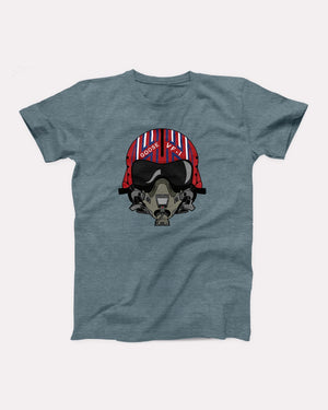 Goose Helmet T-Shirt, flat lay on grey
