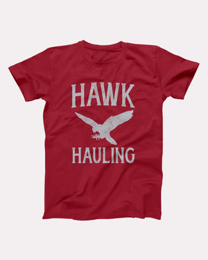 Hawk Hauling T-Shirt, flat lay on grey