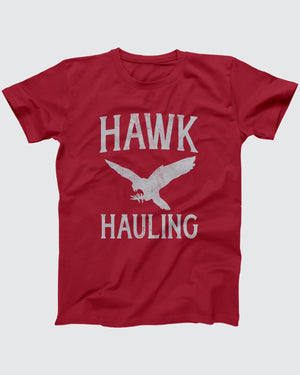 Hawk Hauling T-Shirt, flat lay on grey