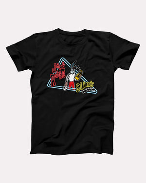 Jack Rabbit Slim's T-Shirt, flat lay on grey