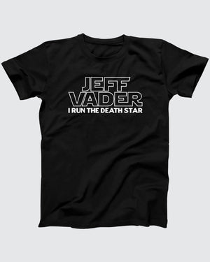 Jeff Vader t-shirt in Black, flat lay on grey