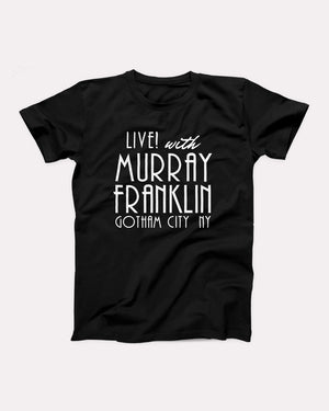 Murray Franklin Show T-Shirt, flat lay on grey