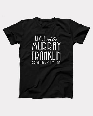 Murray Franklin Show T-Shirt, flat lay on grey