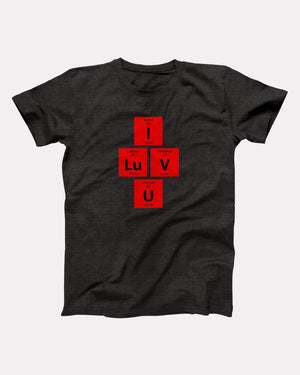 Love Periodically t-shirt in Dark Grey Heather, flat lay on grey