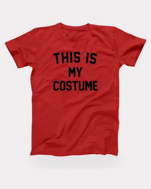 This Is My Costume T-Shirt in Red, flat lay on grey