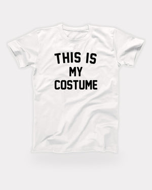 This Is My Costume T-Shirt in White, flat lay on grey