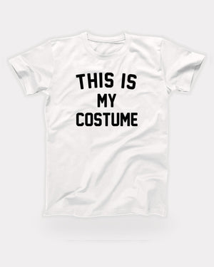 This Is My Costume T-Shirt in White, flat lay on grey