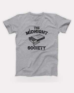 The Midnight Society T-Shirt in Athletic Heather, flat lay on grey