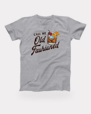 Call Me Old Fashioned T-Shirt in Athletic Heather, flat lay on grey