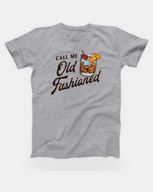 Call Me Old Fashioned T-Shirt in Athletic Heather, flat lay on grey