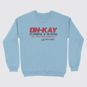 Oh-Kay Plumbing & Heating Ugly Sweater Light Blue