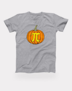 Pumpkin Pi T-Shirt in Athletic Heather, flat lay on grey