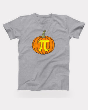 Pumpkin Pi T-Shirt in Athletic Heather, flat lay on grey