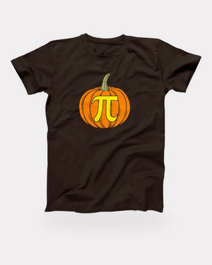 Pumpkin Pi T-Shirt in Brown, flat lay on grey