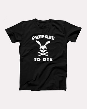 Prepare to Dye t-shirt in Black, flat lay on grey