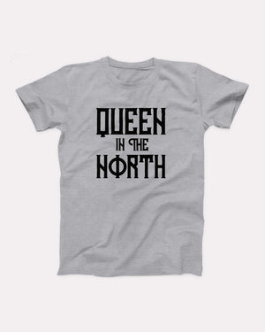 Queen in the North T-Shirt, flat lay on grey
