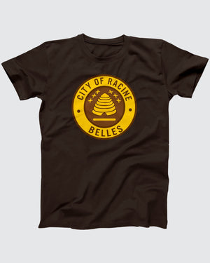Racine Belles T-Shirt, flat lay on grey