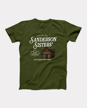 Sanderson Sisters' Bed & Breakfast T-Shirt, flat lay on grey