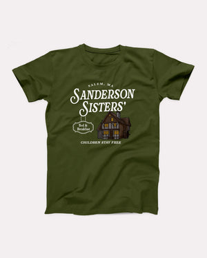 Sanderson Sisters' Bed & Breakfast T-Shirt, flat lay on grey