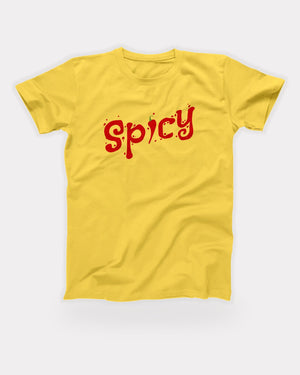 Spicy T-Shirt in Yellow, flat lay on grey