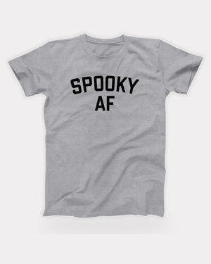 Spooky AF T-Shirt in Athletic Heather, flat lay on grey
