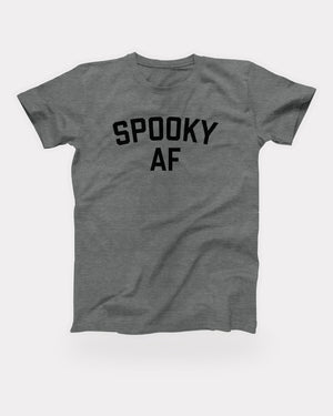 Spooky AF T-Shirt in Deep Heather, flat lay on grey