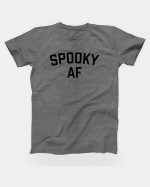 Spooky AF T-Shirt in Deep Heather, flat lay on grey