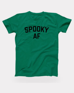 Spooky AF T-Shirt in Kelly, flat lay on grey