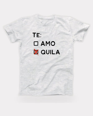 Te Amo Tequila T-Shirt in Ash, flat lay on grey