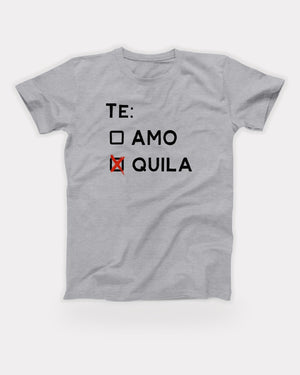 Te Amo Tequila T-Shirt in Athletic Heather, flat lay on grey