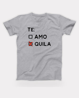 Te Amo Tequila T-Shirt in Athletic Heather, flat lay on grey