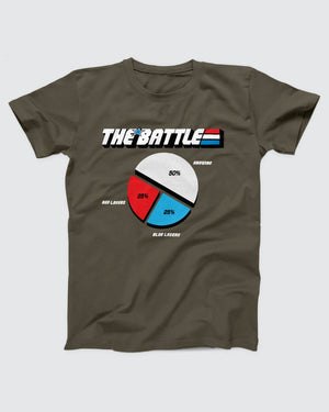 The Battle T-Shirt, flat lay on grey